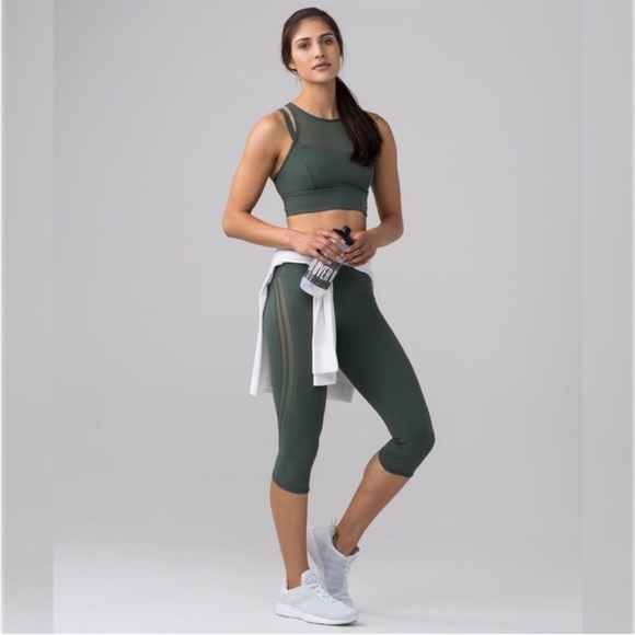 Lululemon Sun Setter Crop 17” size 10 dark forest green leggings - Picture 1 of 12